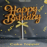 Toper 3d Auriu Happy Birthday