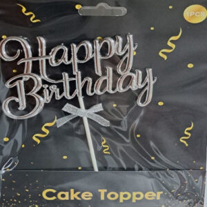 Toper happy birthday argintiu 3d