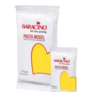 Pasta de zahar pentru acoperire si modelat Saracino Premium, Galben, 250 gr