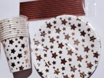 Articole petrecere, set 10 pahare,10 farfuri, 10 paie,auriu