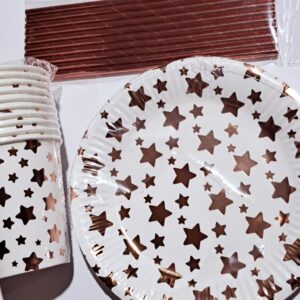 Articole petrecere, set 10 pahare,10 farfuri, 10 paie,auriu