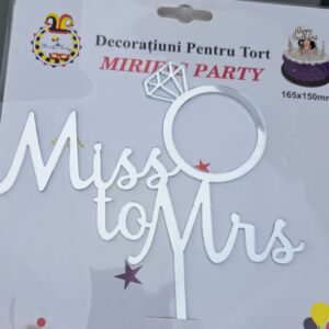 Toper nunta, Miss to Mrs, argintiu, dimensiune mare