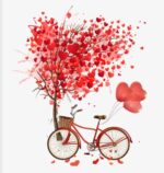 Vafe comestibile, bicicleta , inima rosie