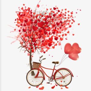 Vafe comestibile, bicicleta , inima rosie