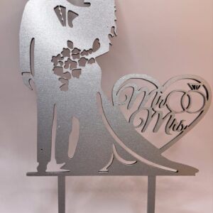 Toper Mr&Mrs, Argintiu, MDF, inima 1