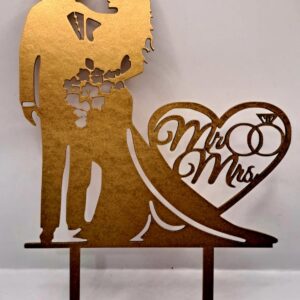 Toper Mr&Mrs, acril, Auriu, inima 1