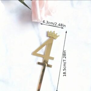 Toper acril , auriu, cifra 4, dimensiune 18.5 cm*5,5 cm