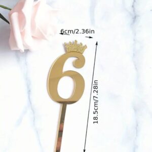 Toper acril , auriu, cifra 6, dimensiune 18.5 cm*5,5 cm