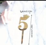Toper acril , auriu, cifra 5, dimensiune 18.5 cm*5,5 cm
