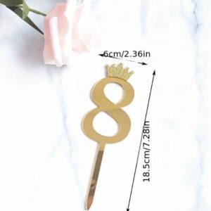 Toper acril , auriu, cifra 8, dimensiune 18.5 cm*5,5 cm