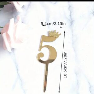 Toper acril , auriu, cifra 5, dimensiune 18.5 cm*5,5 cm