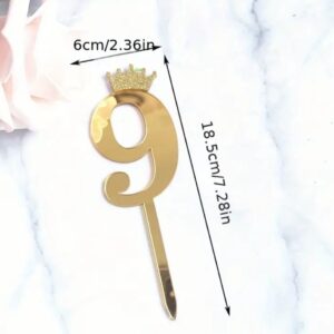 Toper acril , auriu, cifra 9, dimensiune 18.5 cm*5,5 cm