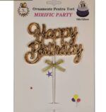 Toper Happy Birthday, auriu, 3d