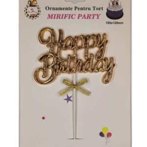 Toper Happy Birthday, auriu, 3d