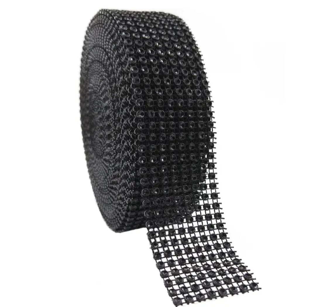 Banda stras, negru, decor baza tort