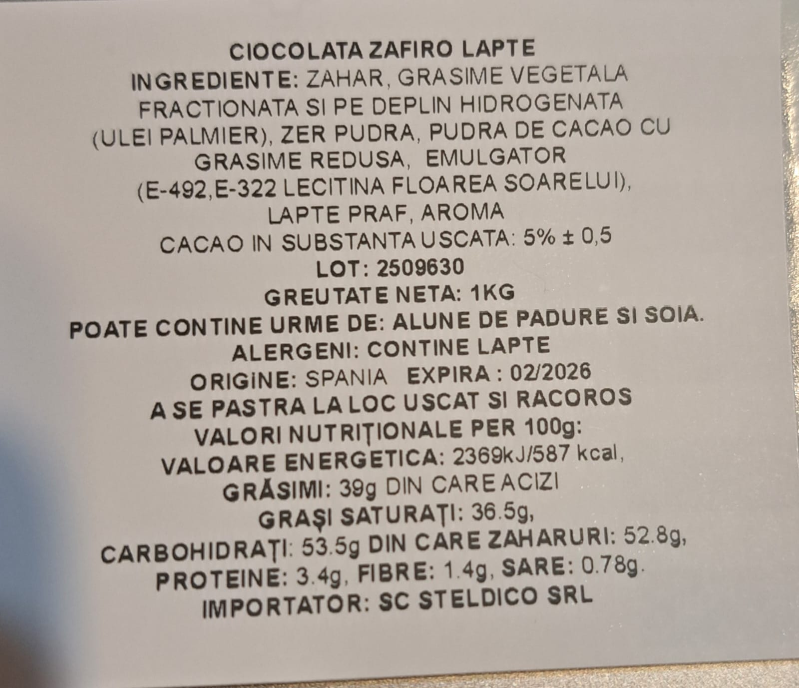 CIOCOLATA ZAFIRO, ALBA 1 KG - imagine 2