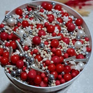 Perle comestibile ,MIX 25, rosu-alb