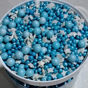 Perle comestibile, decor, Albastru deschis, stea, mix albastru
