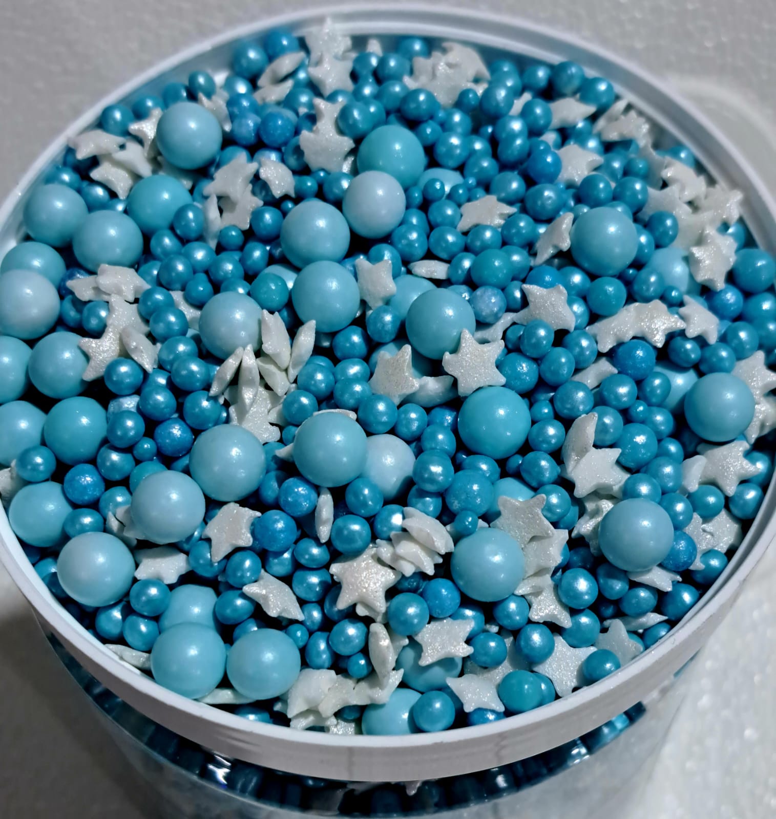 Perle comestibile, decor, Albastru deschis, stea, mix albastru
