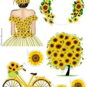 Vafe, Imagini comestibile , domnisoara, flori, bicicleta galbene