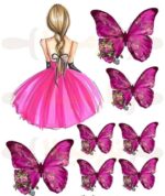 Vafe, Imagini comestibile , domnisoara fluturi Roz fucsia