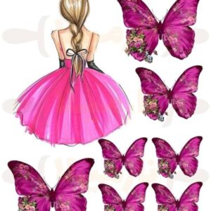 Vafe, Imagini comestibile , domnisoara fluturi Roz fucsia