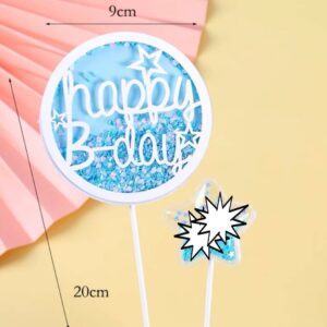 Toper Happy Birthday, Albastru, Rotund stelute