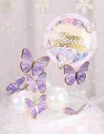 Toper Happy Birthday +3 fluturi cu bete, Mov