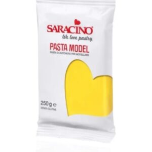 Pasta de zahar pentru acoperire si modelat Saracino Premium, Galben, 1 kg