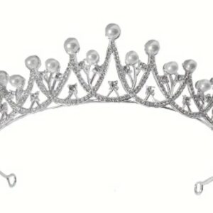 CORONITA DECOR,culoare Argintiu cu perle