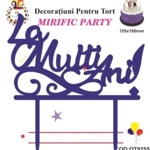 Toper acril, Albastru ,  La mulți ani,dimensiune mare