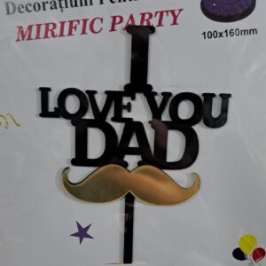 Toper acril, Love You DAD, Negru, Te iubesc tata