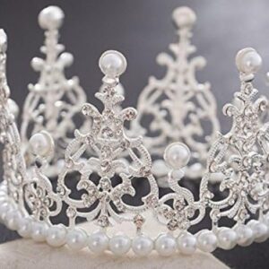 Coronita decor ,perle alb-argintiu 7,7 *5,5 cm