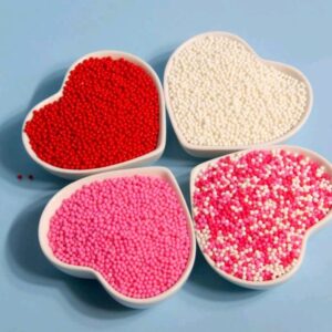 Perle comestibile, 2 mm, rosu, roz, alb, mix,200 gr