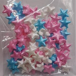 Perle comestibile, stea, alb, roz, albastru, 20 gr