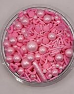 Perle comestibile,Roz deschis, mix si inima confeti, 50 gr