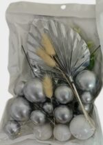 Sfere,bile non alimentare, Argintiu +Frunze decor