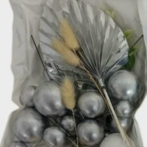 Sfere,bile non alimentare, Argintiu +Frunze decor
