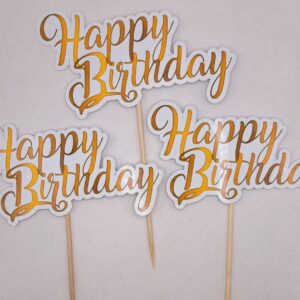 Toper happy birthday 3 buc (din carton lucios)prevazut cu bete