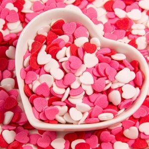 Perle comestibile, confeti inima rosu, alb, roz, nr 2, 30 gr