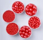 Perle Rosu sidefat,  300 gr( 50 gr fiecare dimensiune, 2, 3,6,10.16. mix)