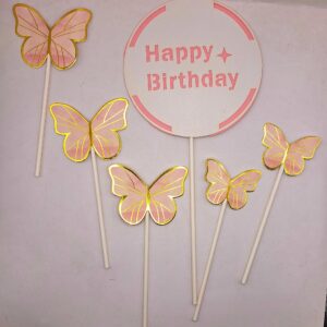 Toper, happy birthday+5 fluturi roz